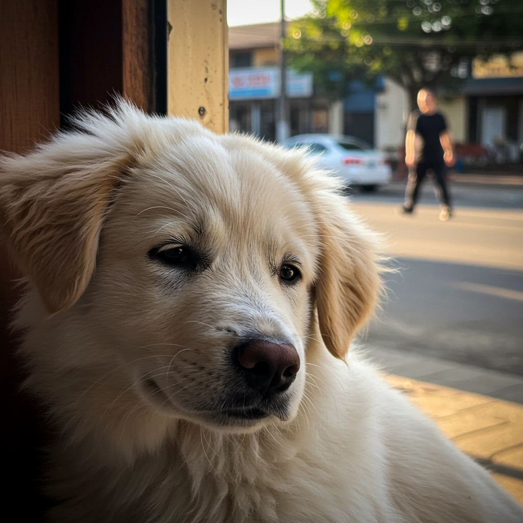 Puppy looking at the street