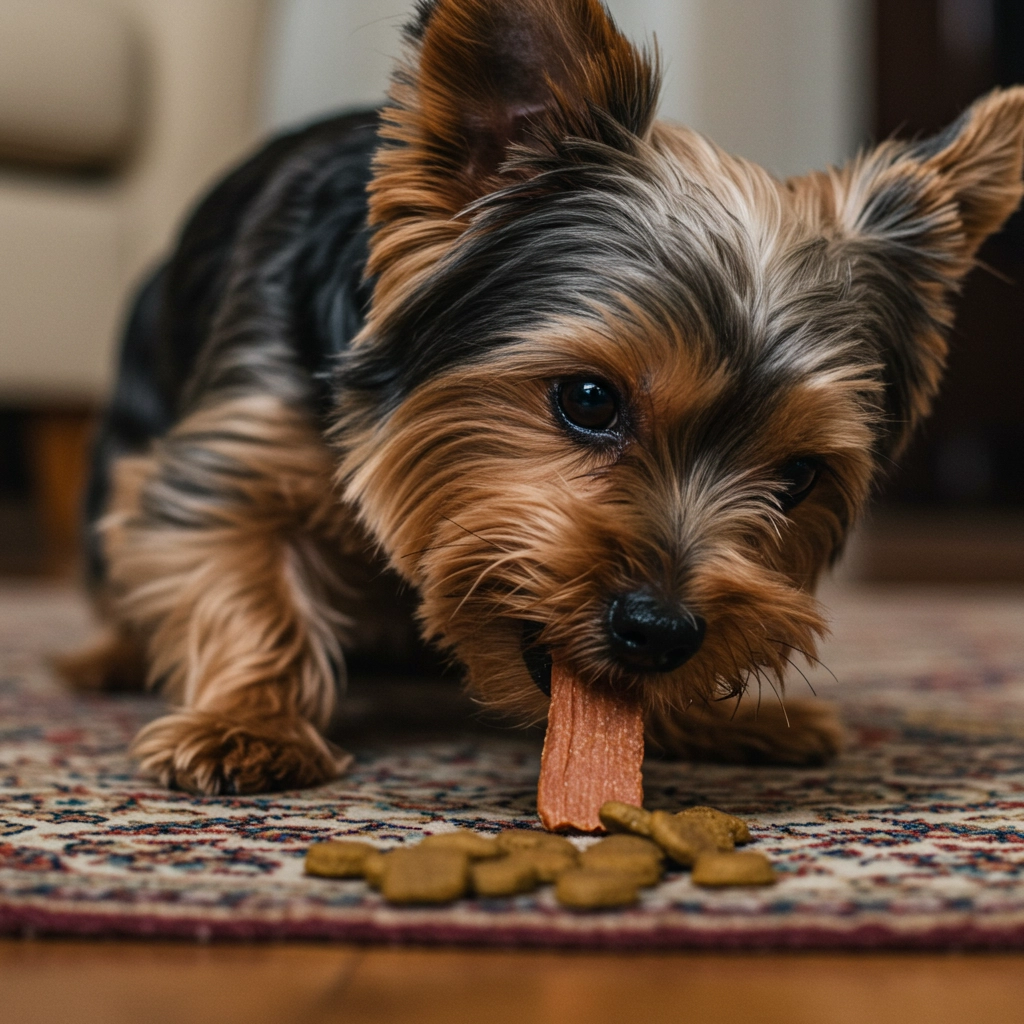 domestic cute dog eating